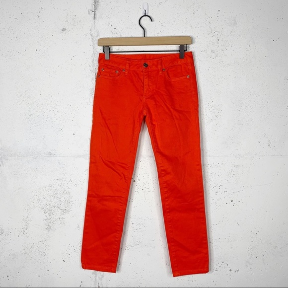 Tory Burch Alexa Cropped Orange Skinny Jean Pants - Picture 1 of 10